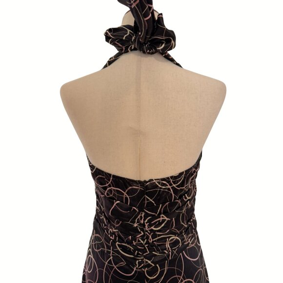 Vintage 00's Halter Dress Y2k Black Brown Circles by Harolds Size 6 Knee Length - Picture 5 of 10